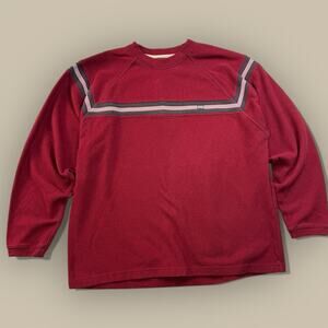 Vtg Xtreme Gear XG Y2K Long Sleeve Thermal Shirt Red Gray Stripe Mens Large